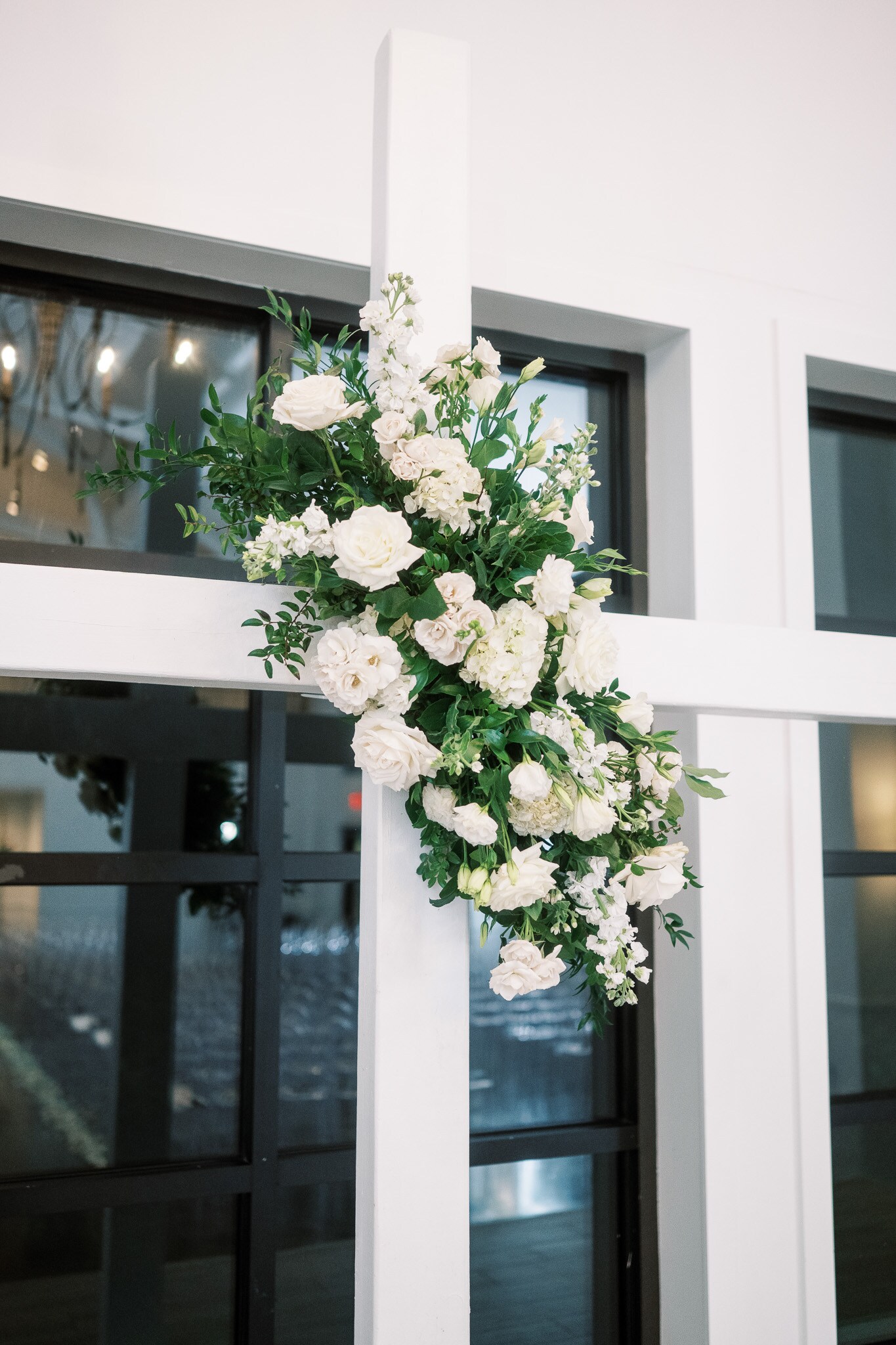 White Altar Flowers for Cross.
